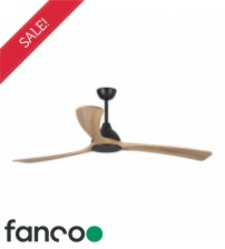 Fanco Sanctuary 3 Blade 70" DC Ceiling Fan with Remote Control in Black with Natural Blades